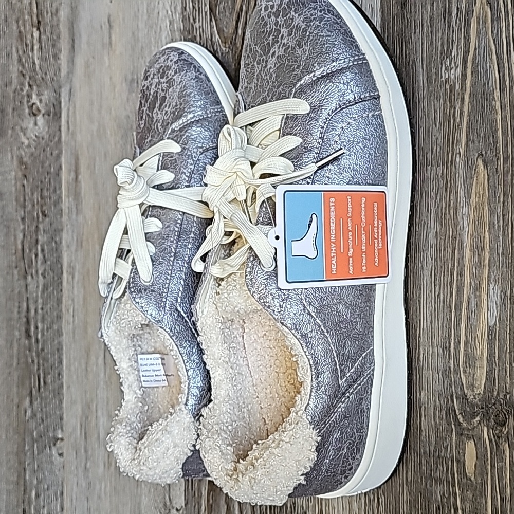 aetrex Blake Comfort Sneakers Size 9/9.5 Cozy Silver - Picture 6 of 12